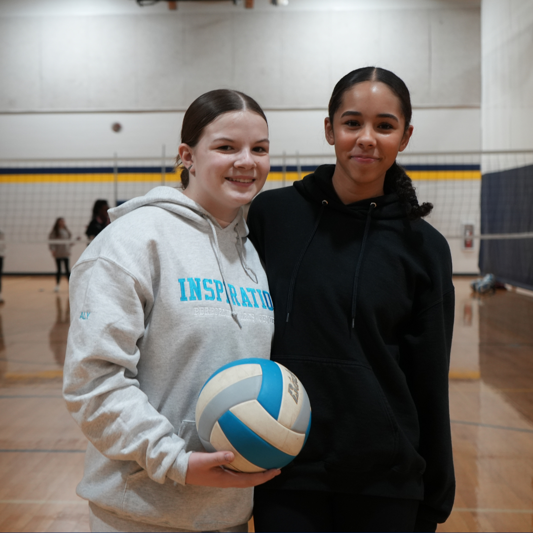 Students with volleyball
