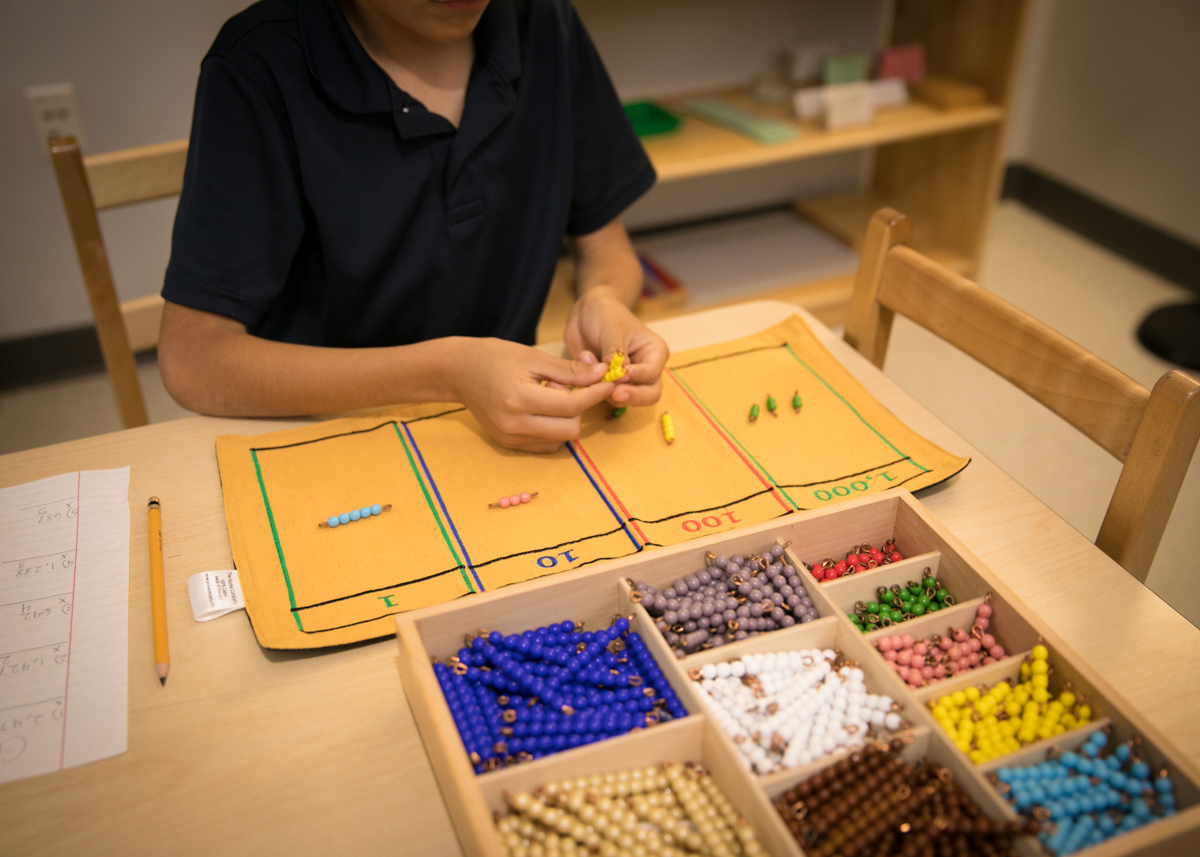 Student completes math work