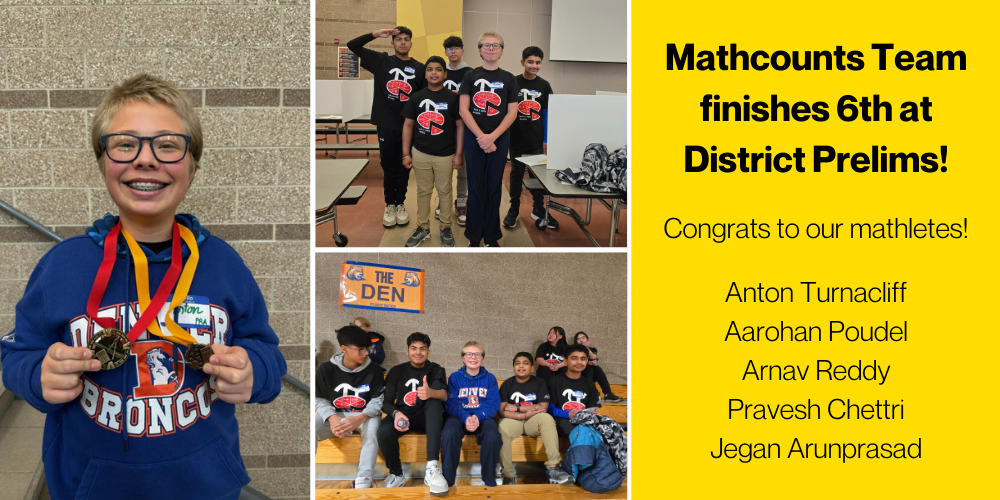 Mathcounts Team finishes 6th at District Prelims