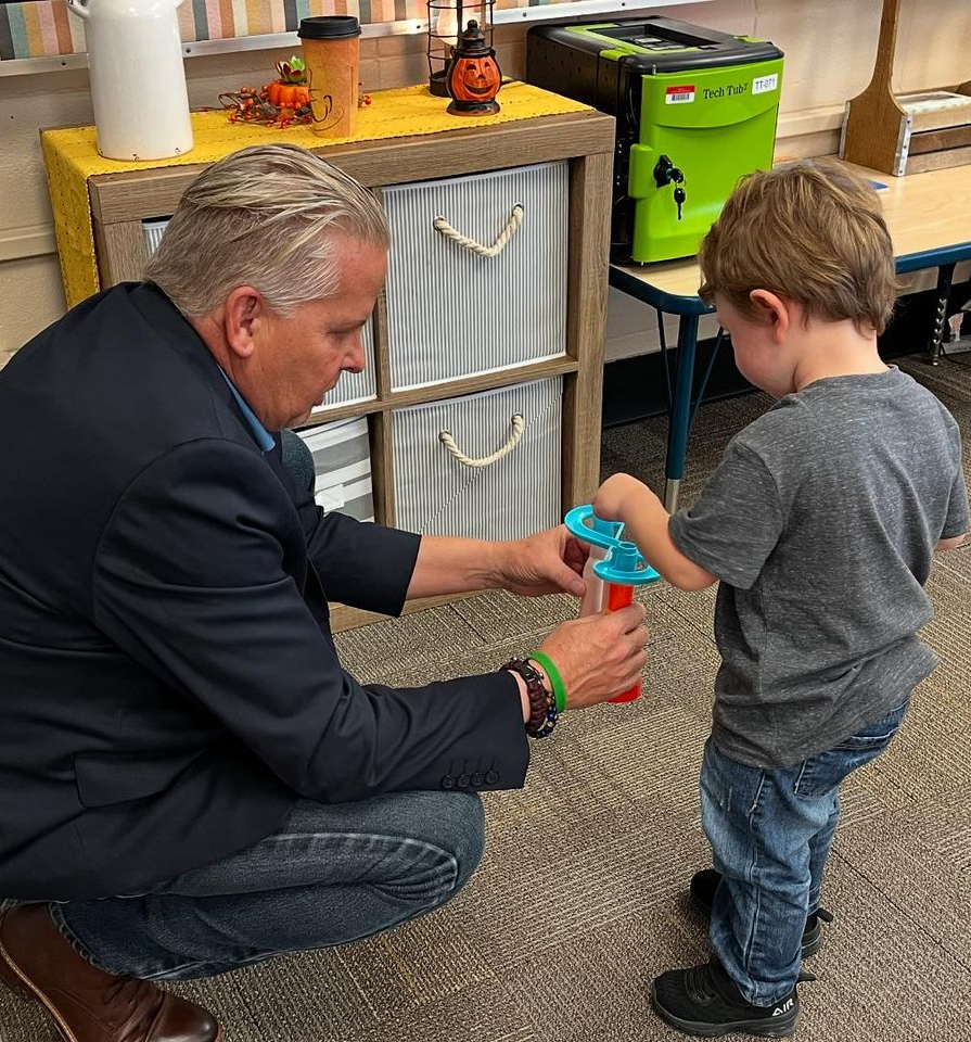 Director Mason visiting our early learners in their classroom