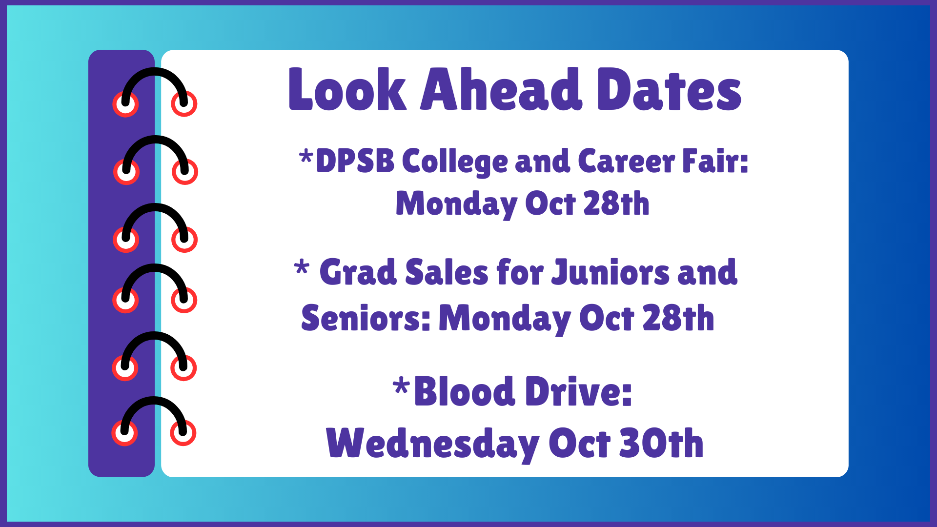 NDHS Look Ahead Dates