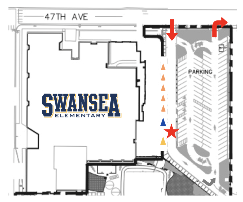 Pictured: Parking Lot Pick Up and Drop Off Procedure Map