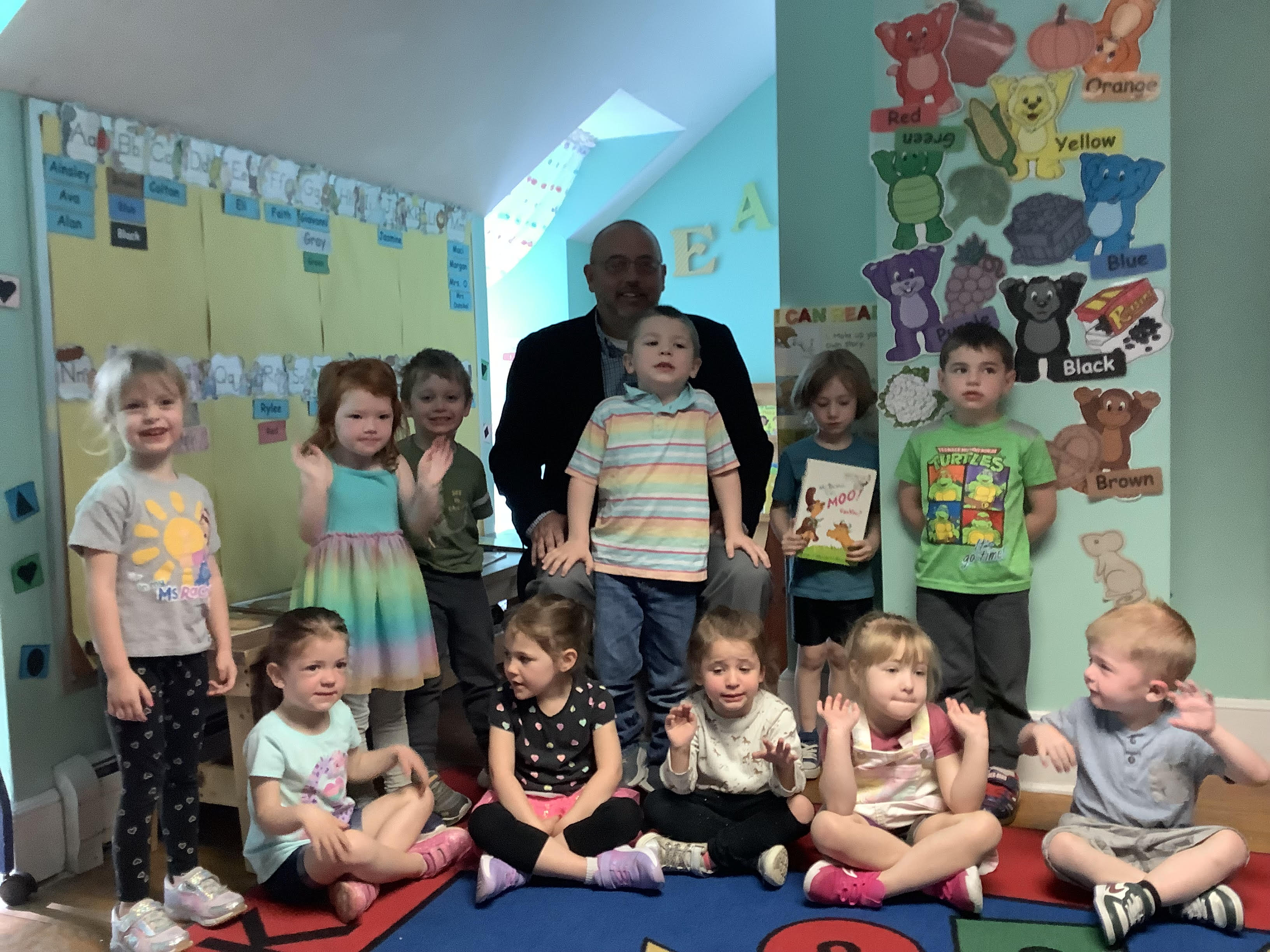 PreK students with DJ Shepardson