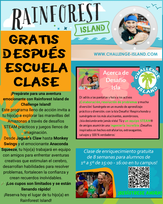 Challenge Island Flyer in Spanish