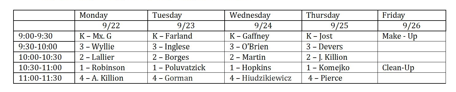 fair schedule