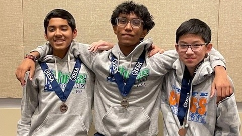 Chess team with medals