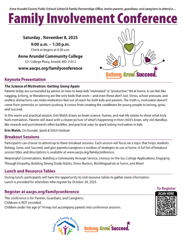 family involvement conference flyer for November 2025 newsletter