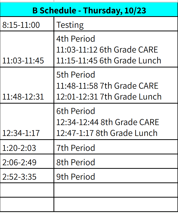 B Schedule