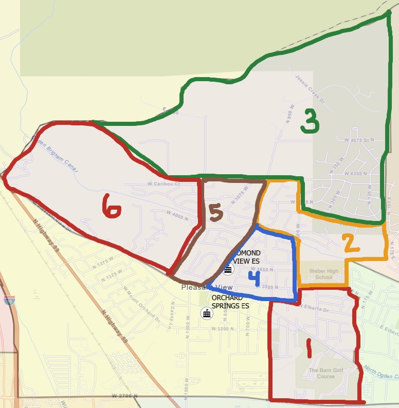 map of Lomond View boundaries sectioned into 6 zones