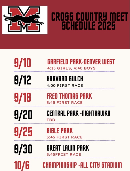 Cross Country Meet Schedule