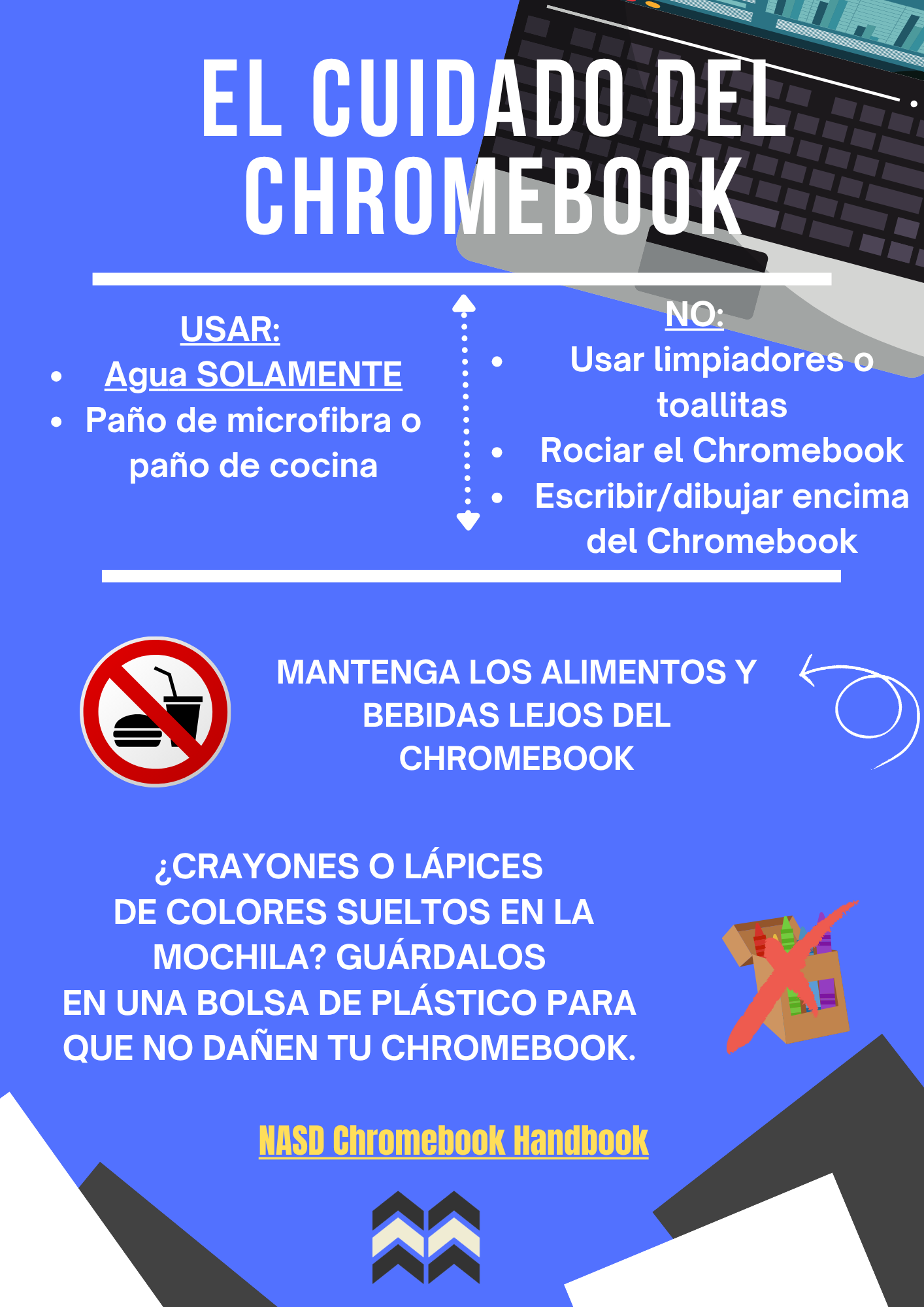 Chromebook Care Instructions in Spanish