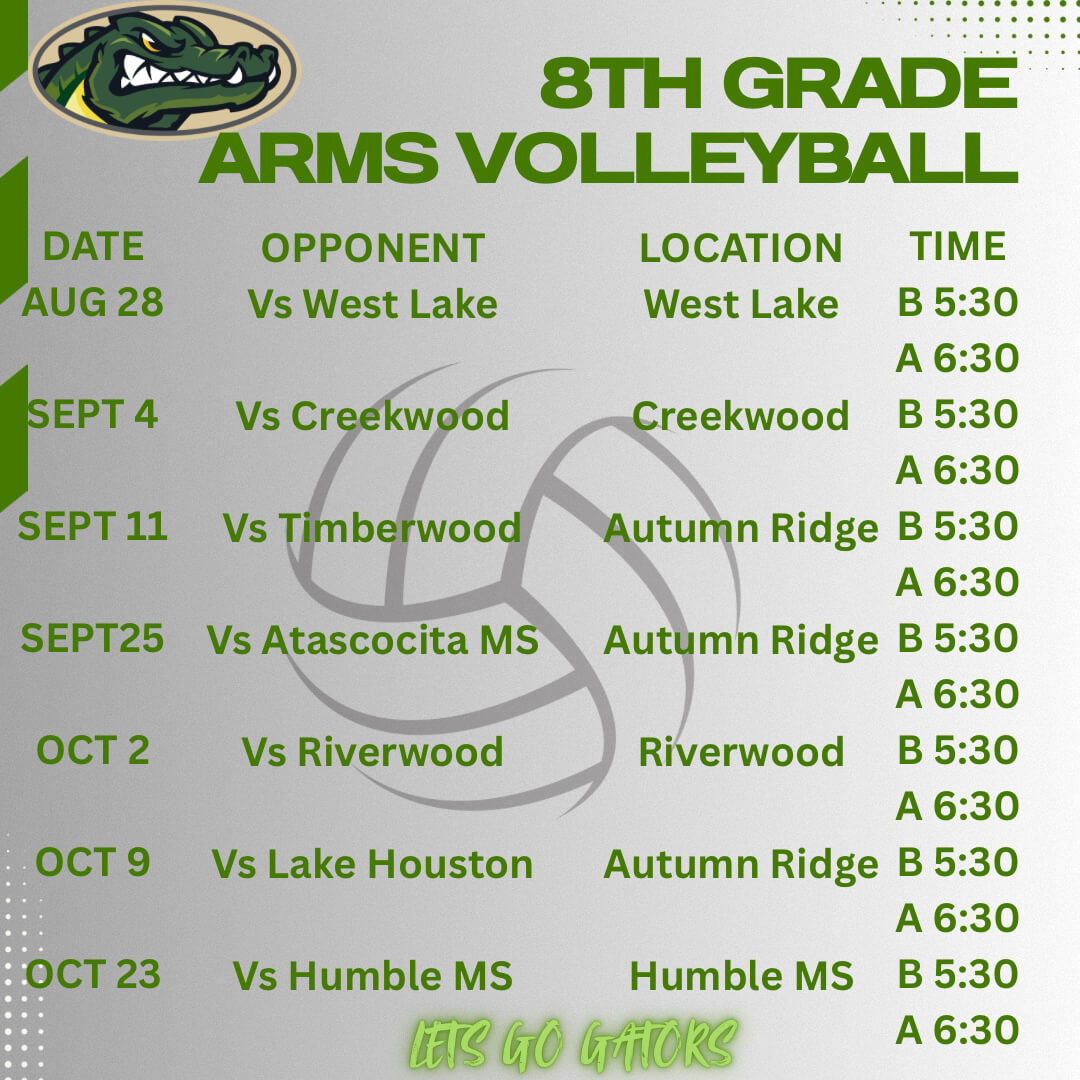 8th Grade Volleyball Schedule