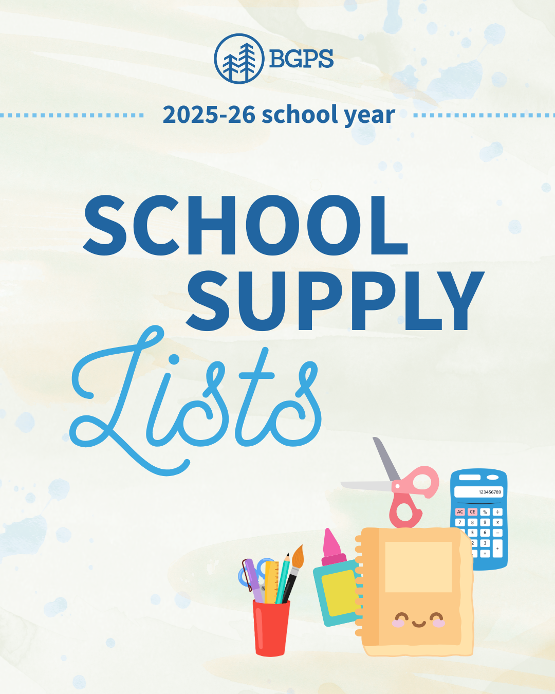 School supply lists for the 2025-26 school year