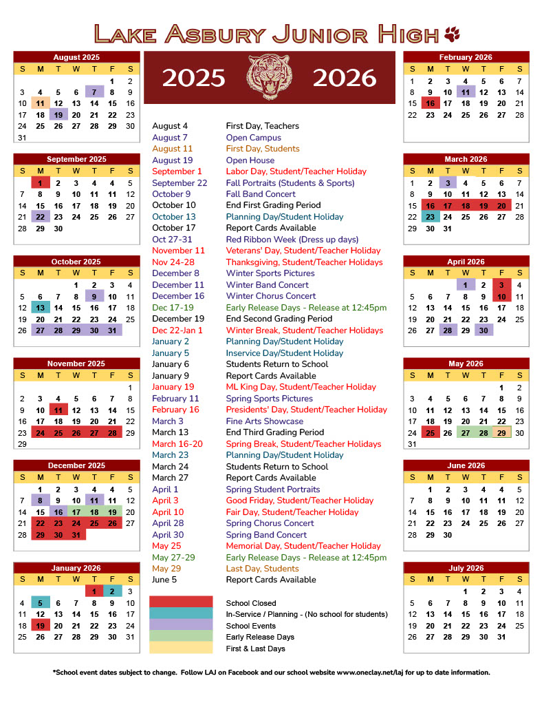 LAJH Calendar