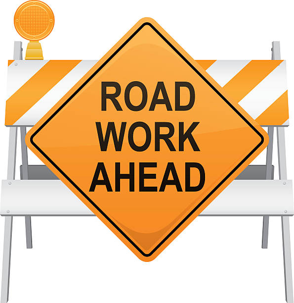 stock photo of road construction sign