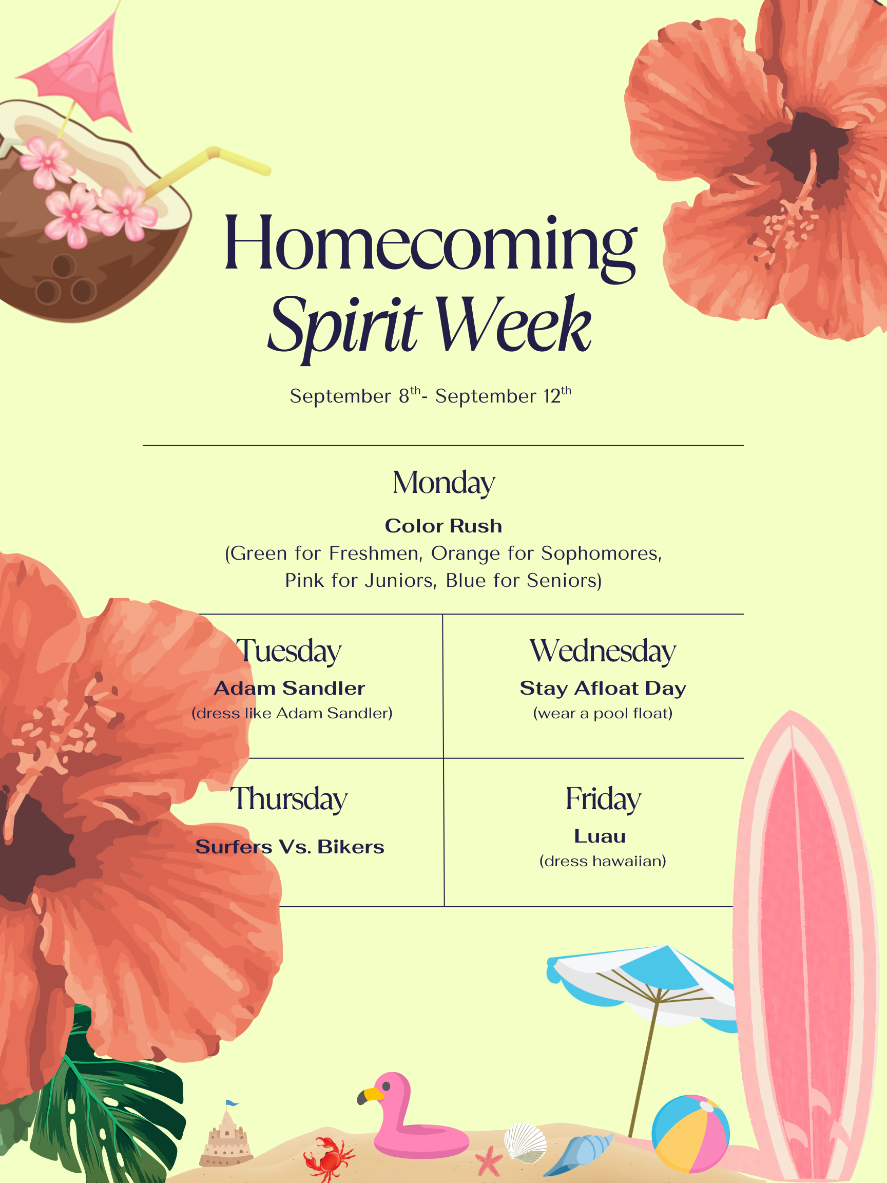 homecoming spirit week flyer
