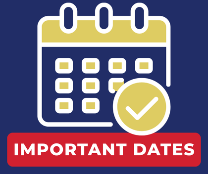 Graphic with Calendar Icon and text that reads Important Dates