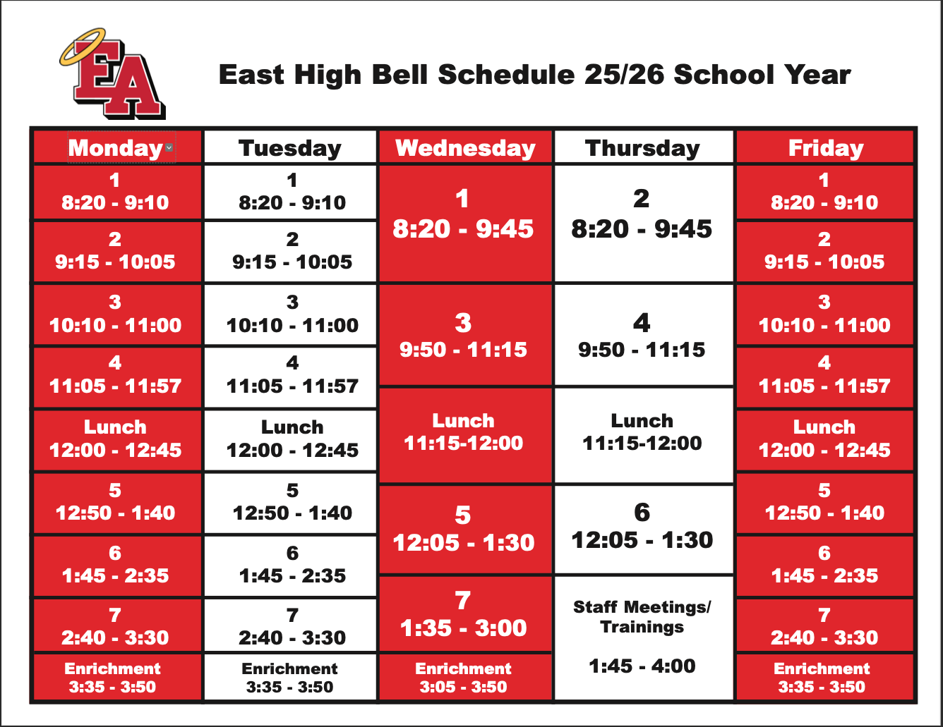 Bell Schedule