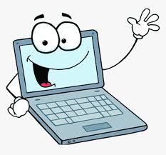 Cartoon computer waving with a smile