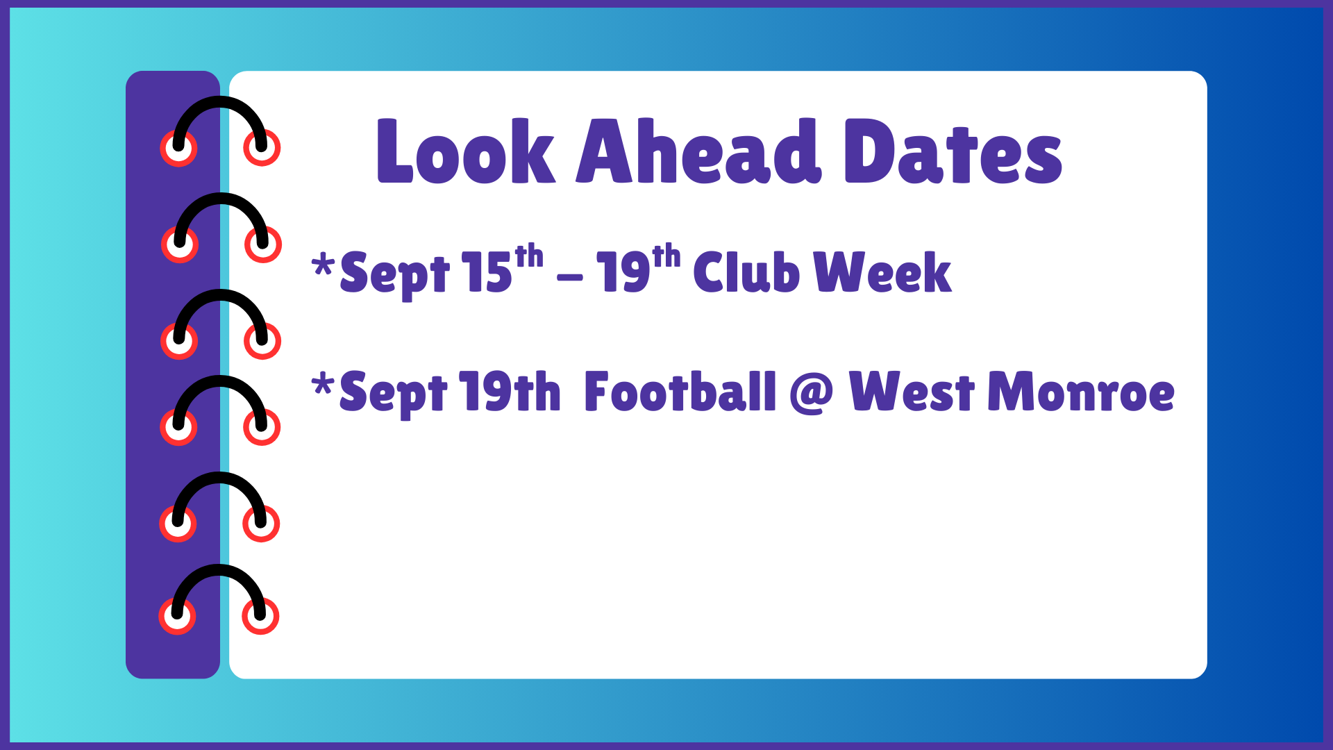 NDHS Look Ahead Dates