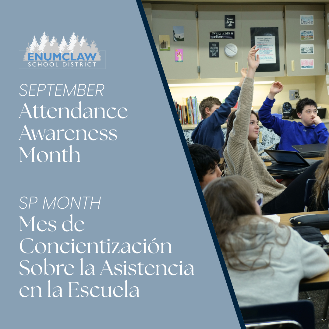 September is Attendance Awareness Month with logo and students in class raising hand