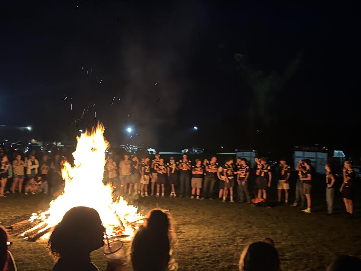 Bonfire- Football team getting the crowd pumped up!