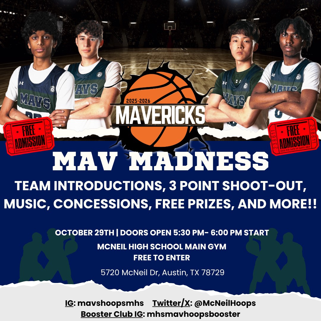 Mark your calendars for the FIRST EVER Mav Madness basketball kick off event.