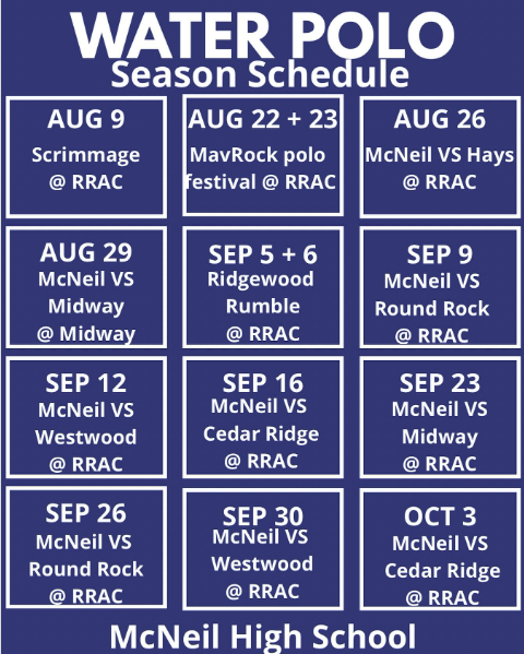 Water Polo Schedule, 2025-2026