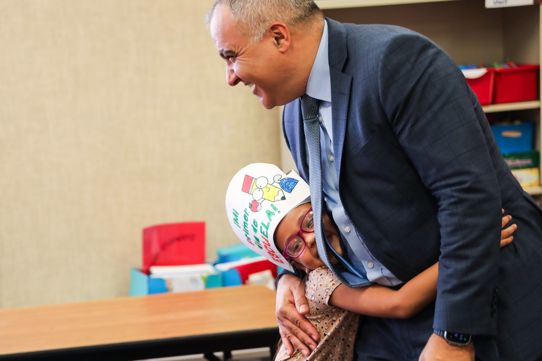 Student hugging Dr. AZ