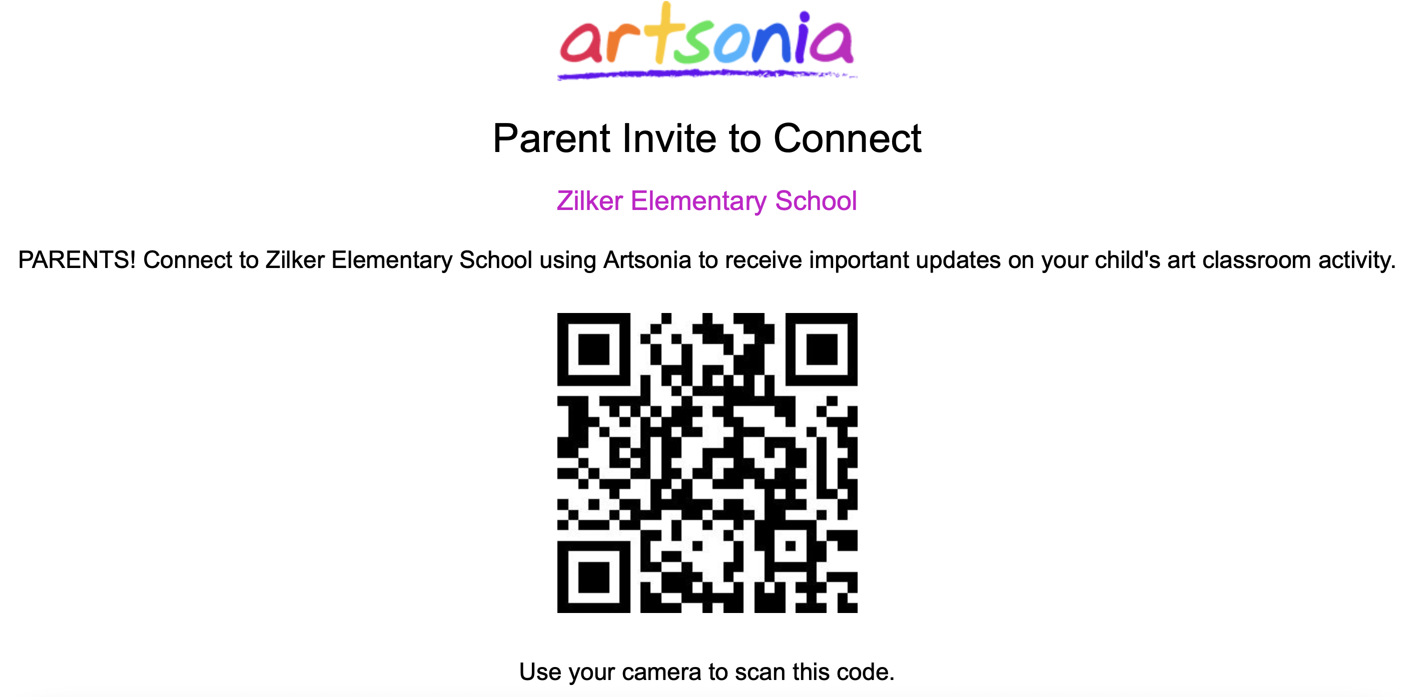 QR Code for Artsonia