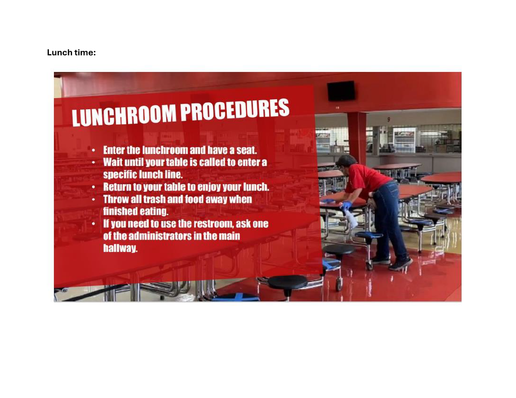 lunchroom procedures
