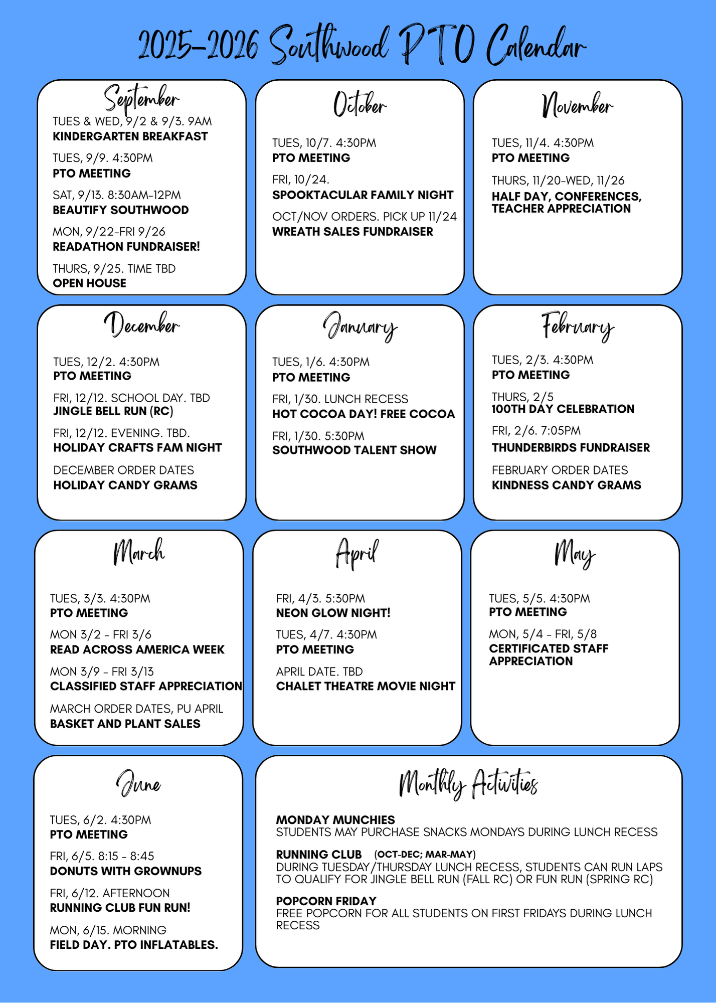 PTO calendar