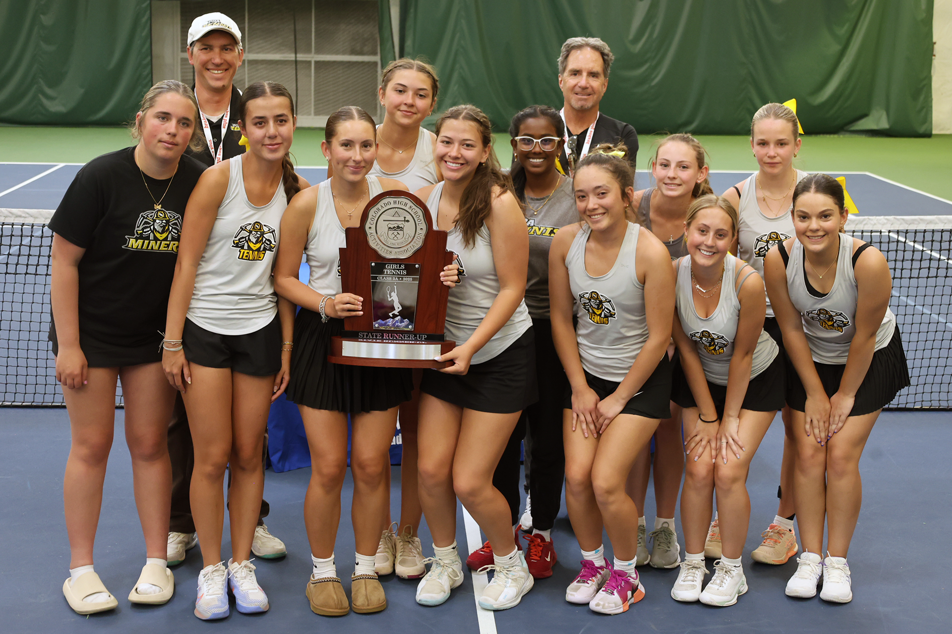 2025 Girls Tennis Team with runner-up trophy