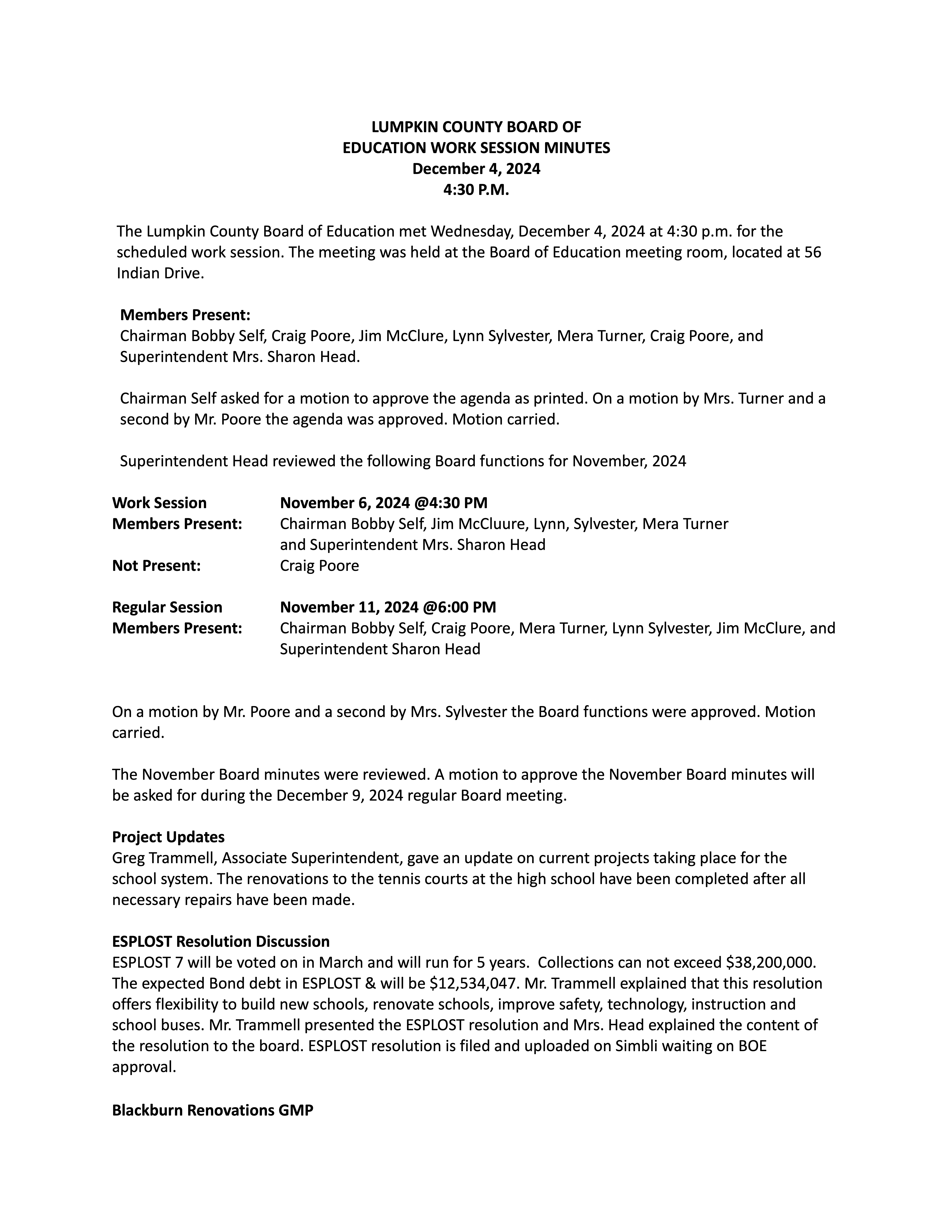 Work Session Minutes Page 1