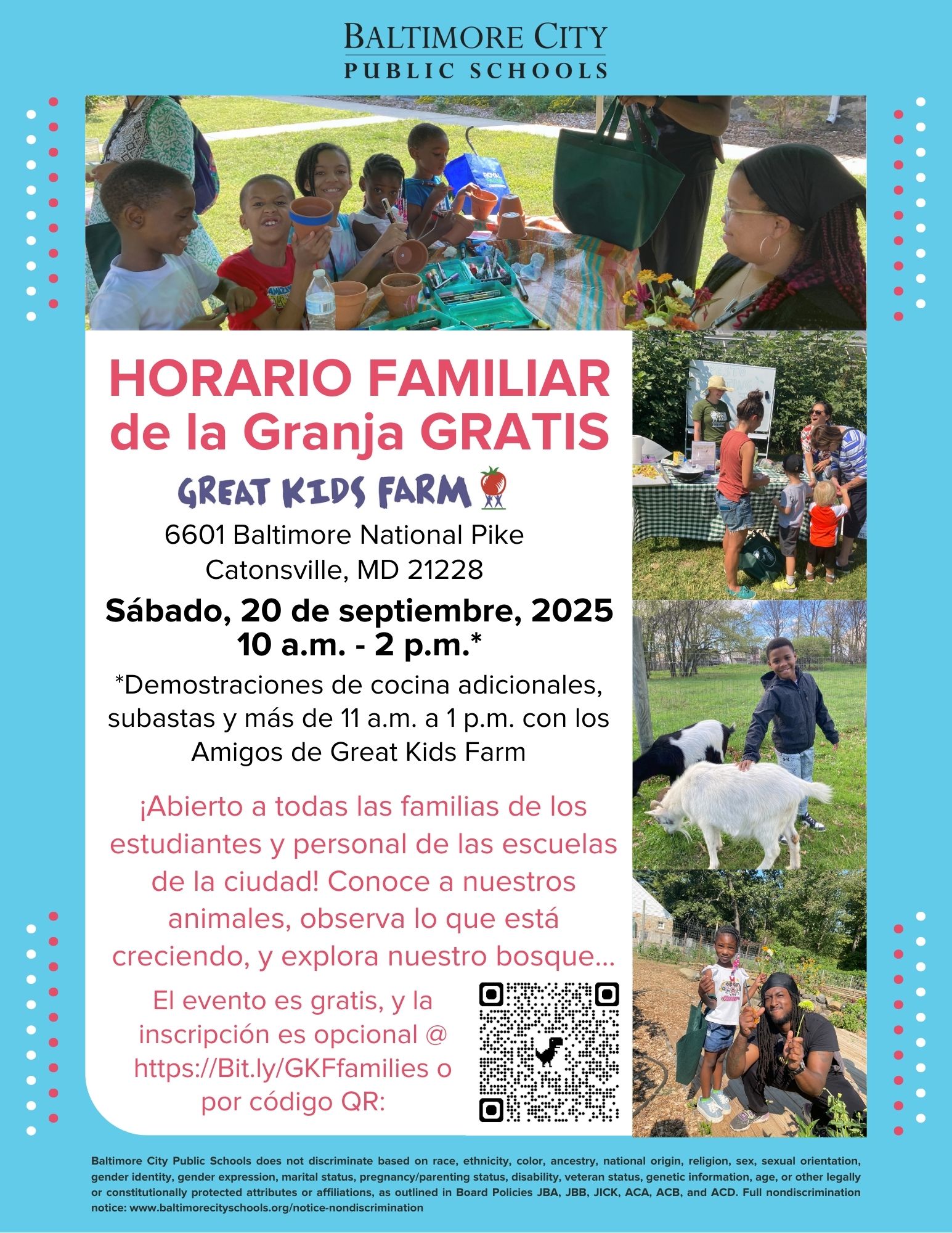 horarios gratuitos de la granja Great Kids