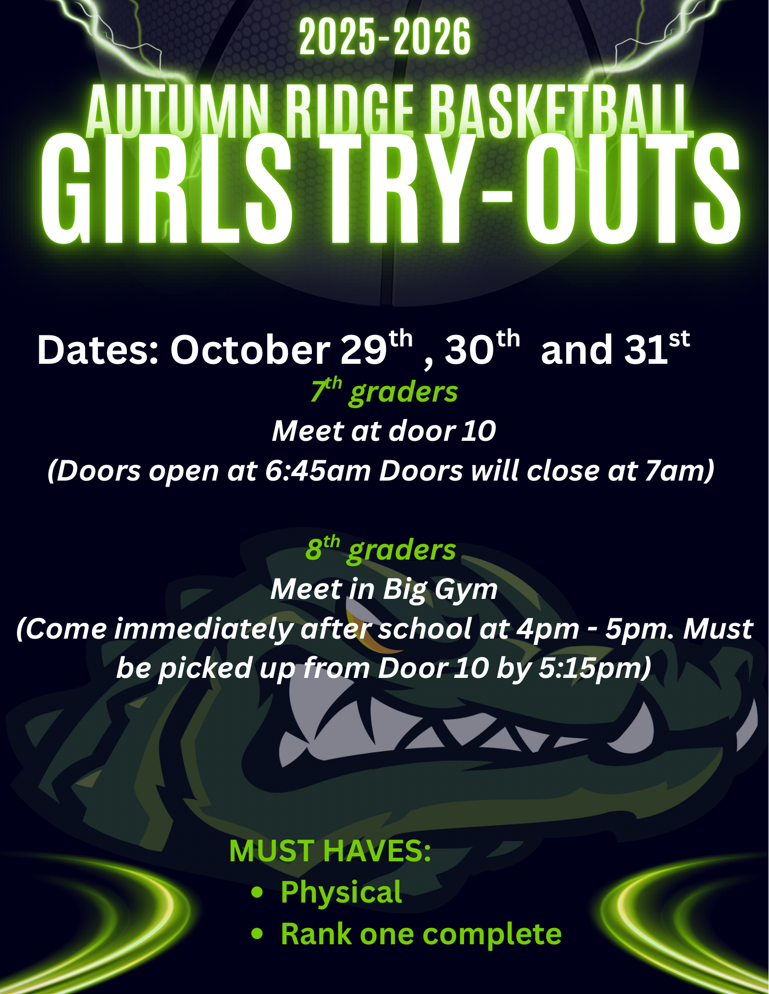 Girls Basketball Tryouts 2025