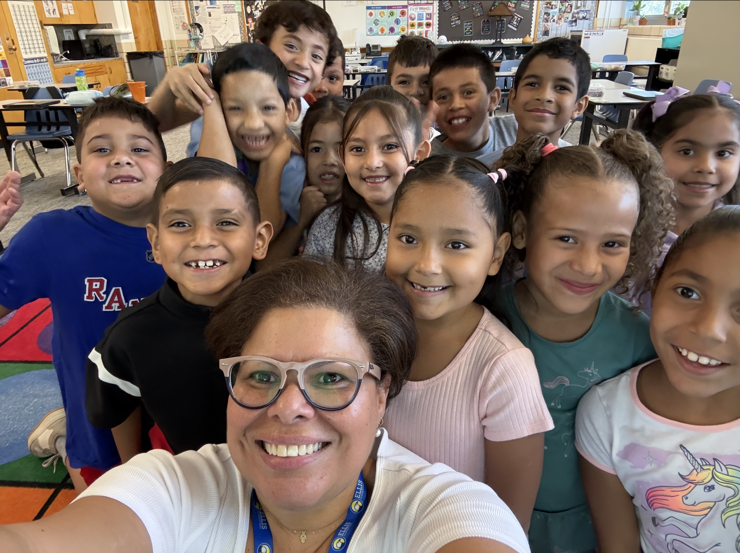 A selfie of students at Saturday school. 