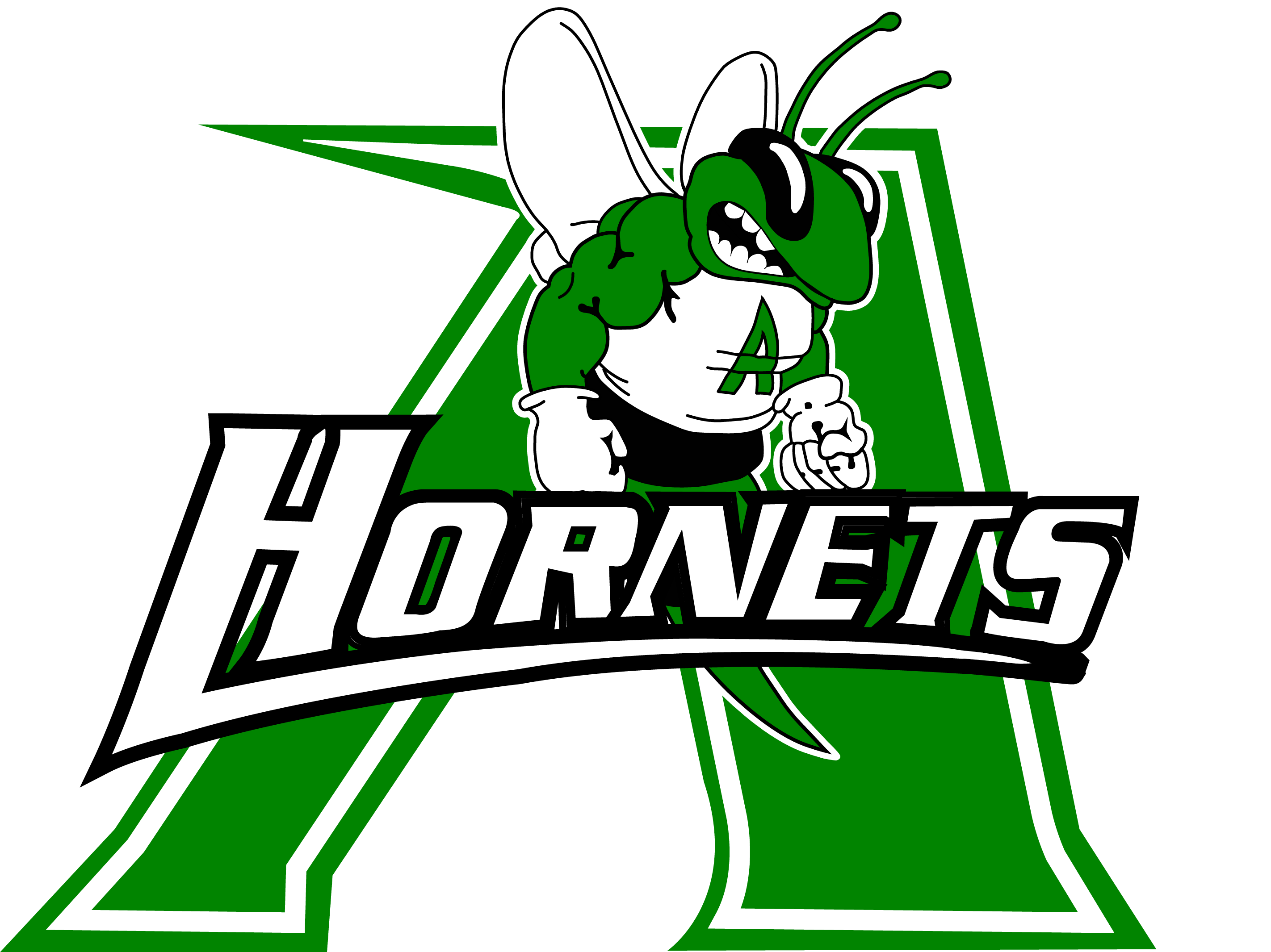 Azle Hornets - Green A Buzzy logo