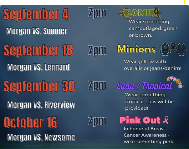 graphic that displays the themes for each football game. 