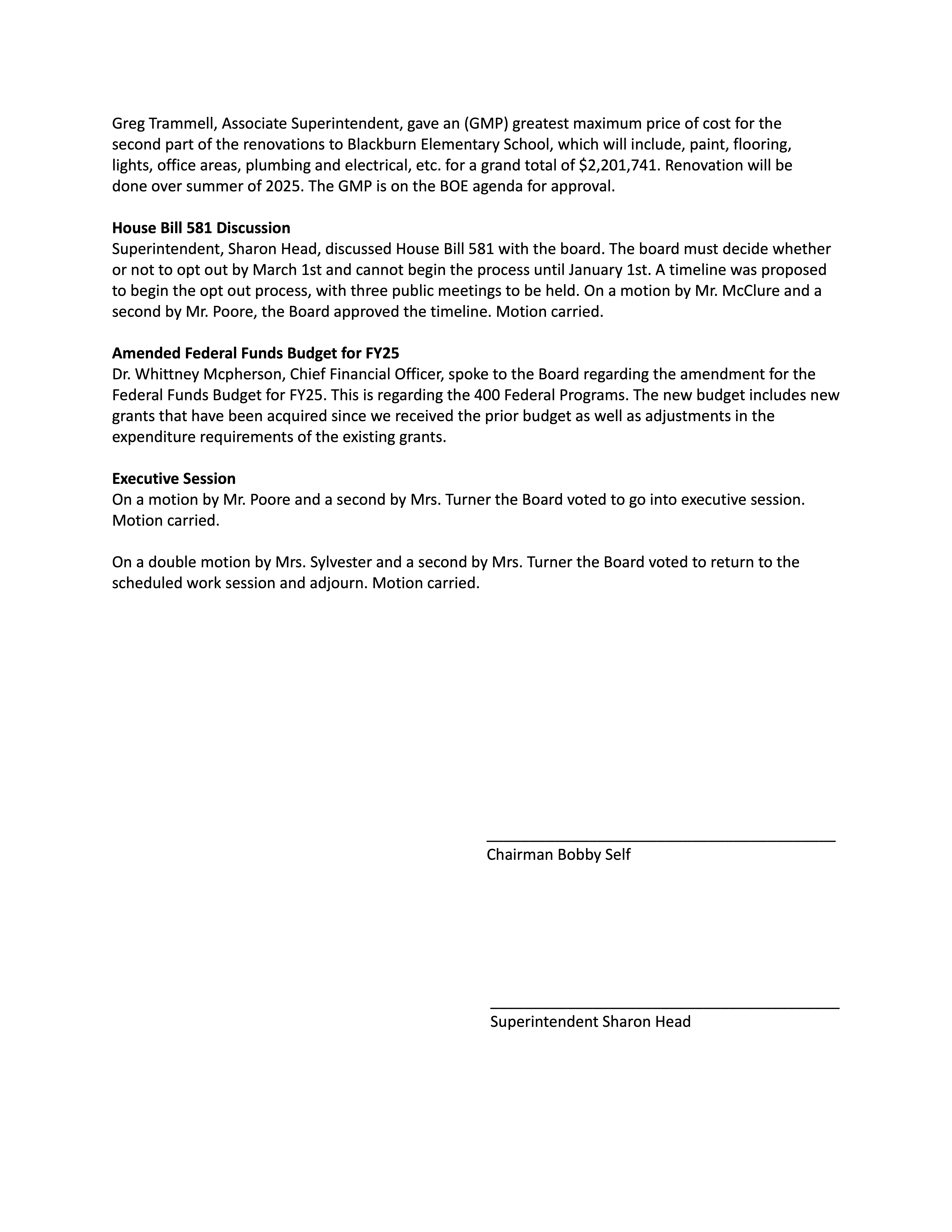 Work Session Minutes Page 2