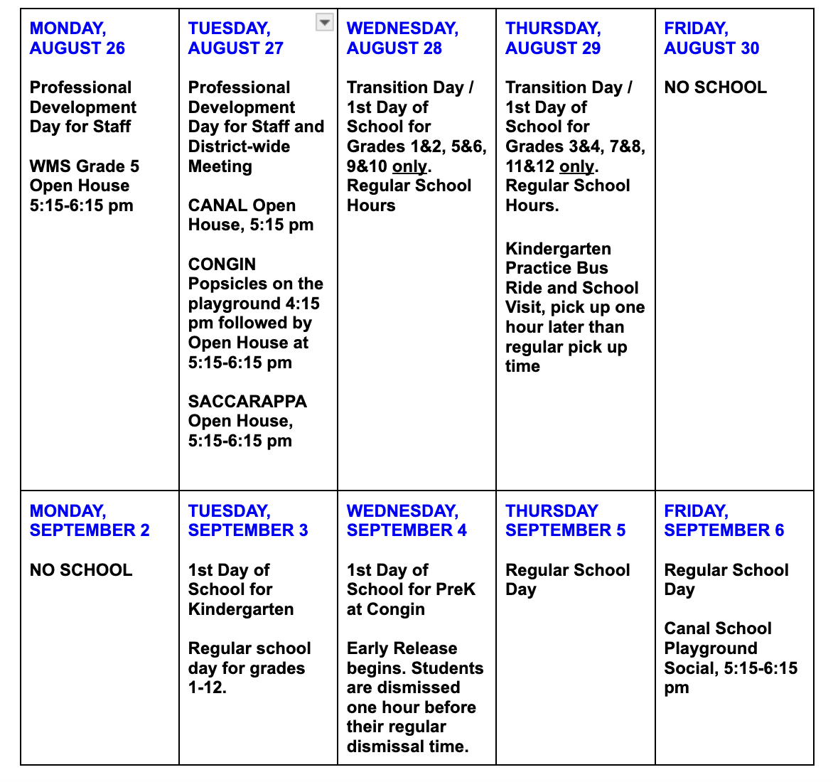 Schedule