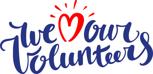 Hands with hearts - We love volunteers