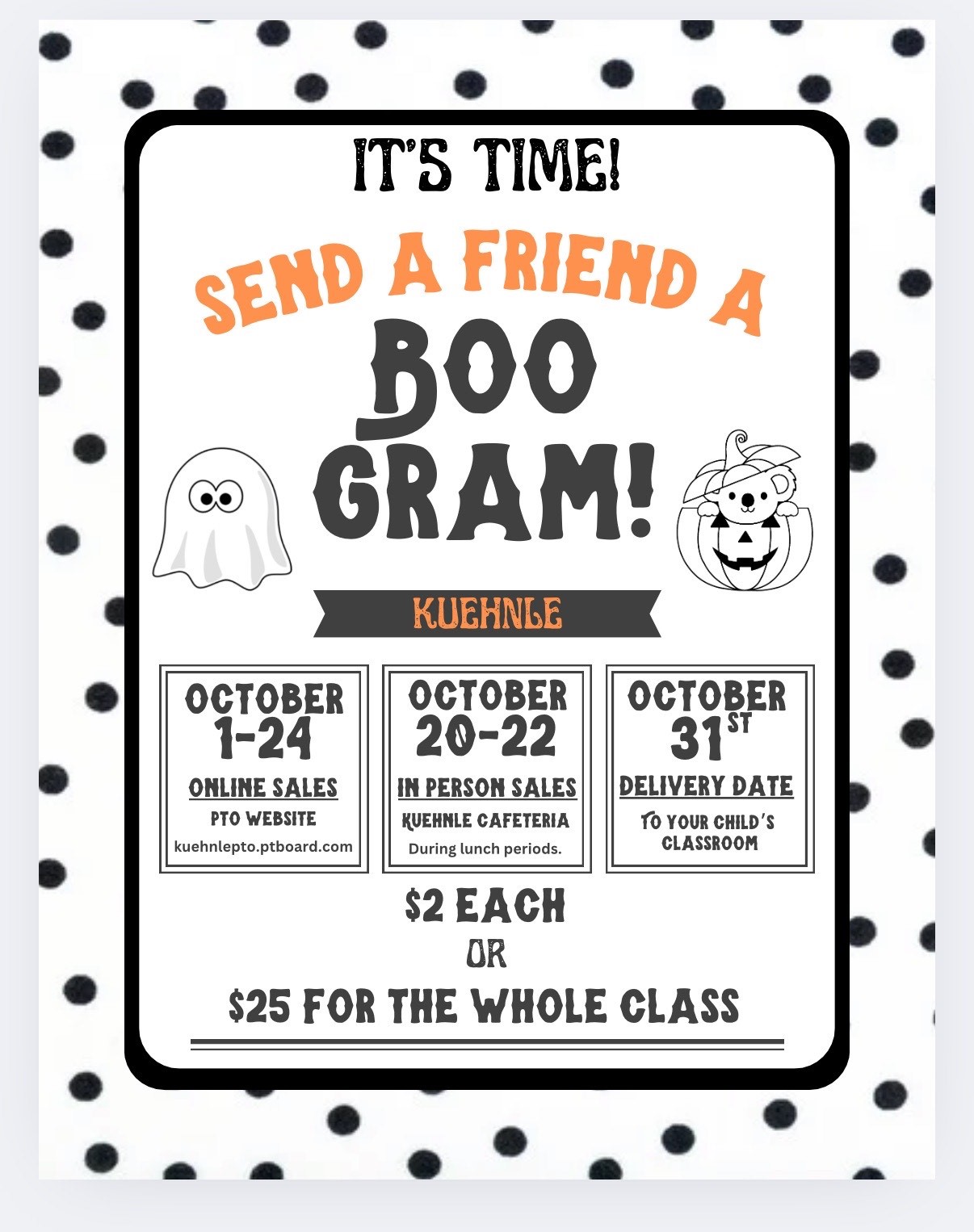 graphic flyer boo gram with ghosts