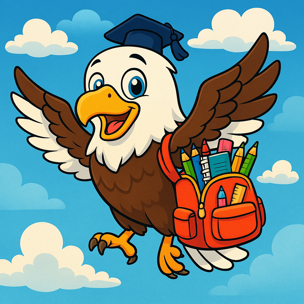 Eagle with school bag