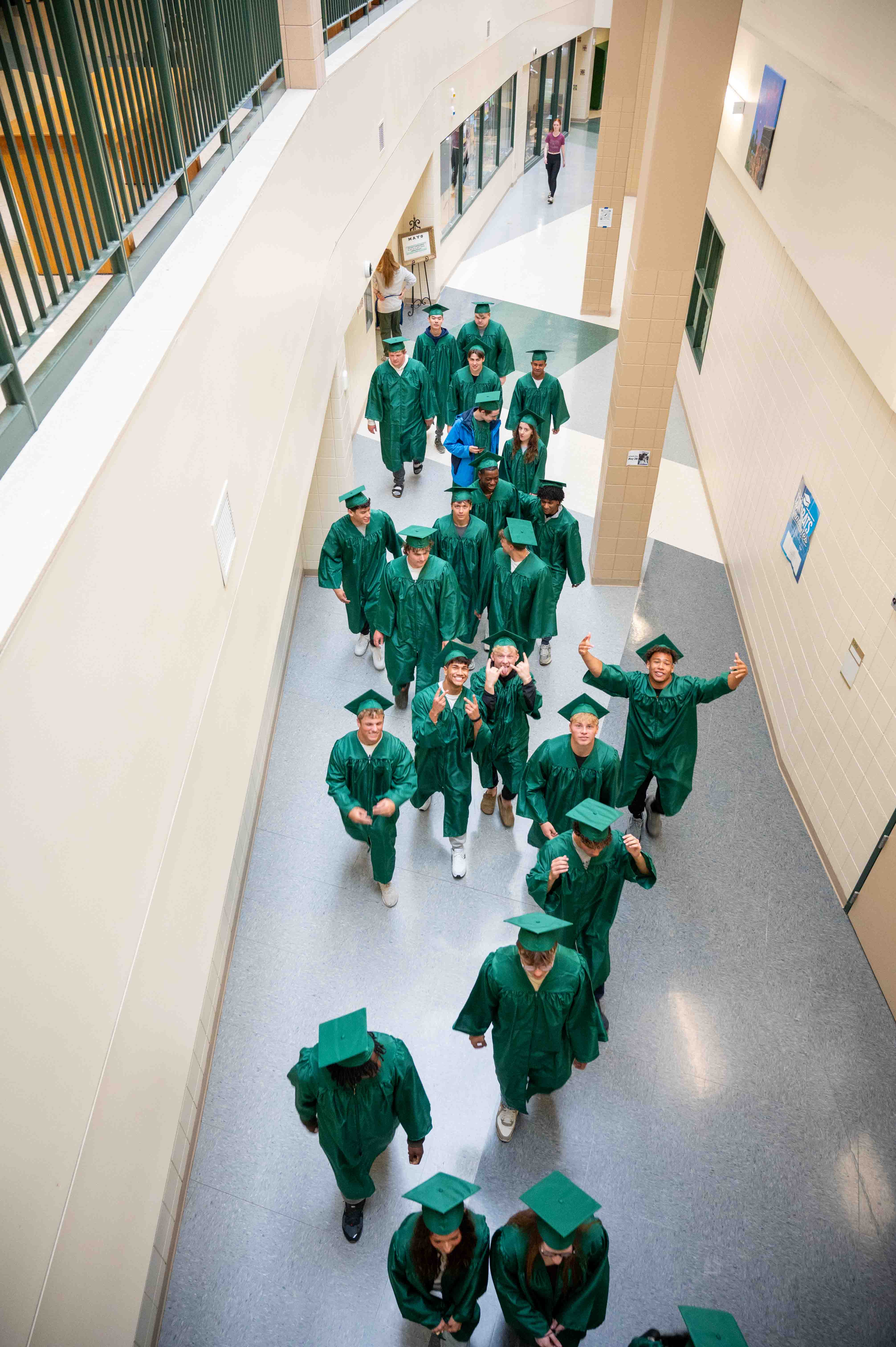 Seniors walking in a hallway