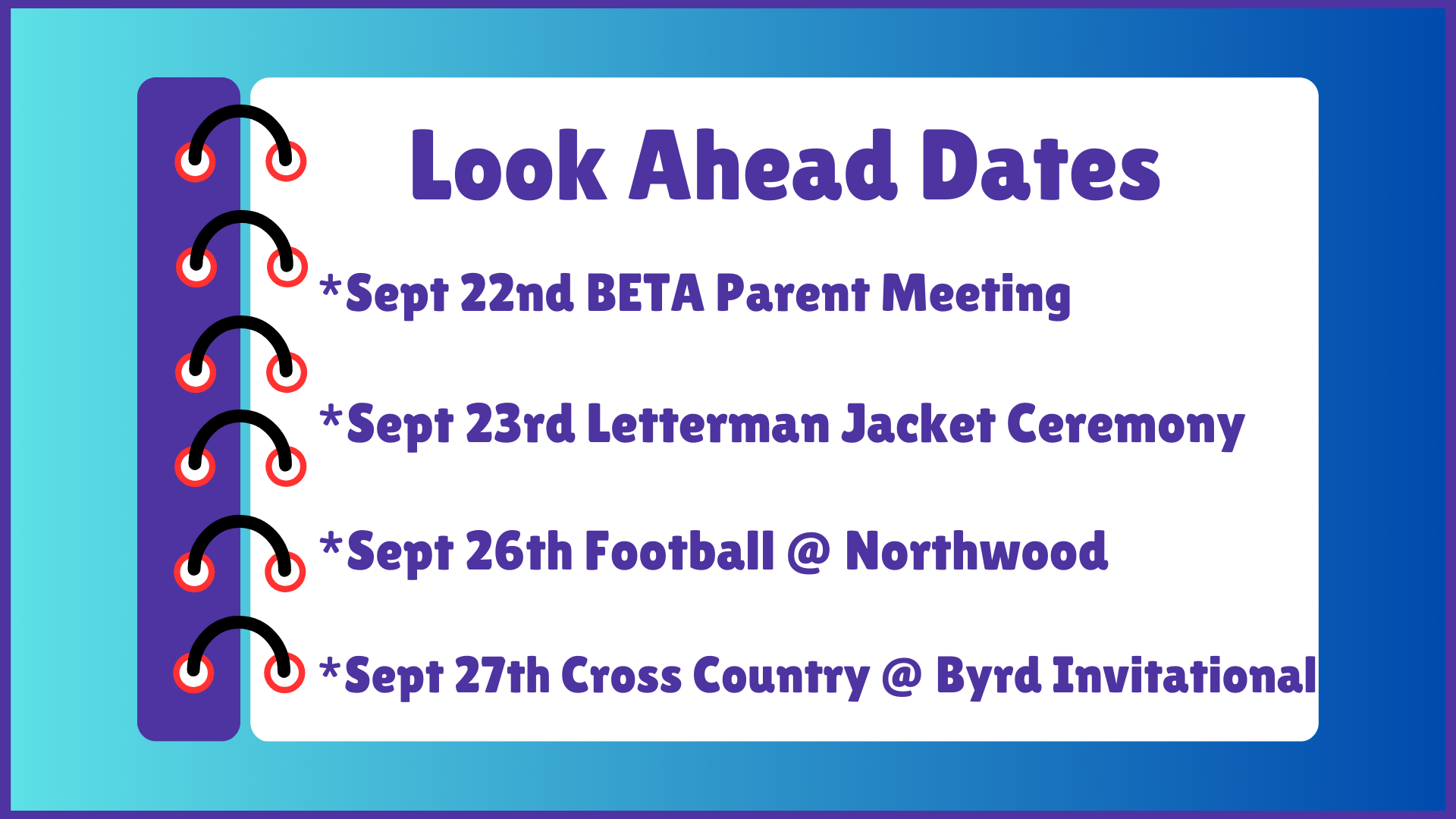 NDHS Look Ahead Dates