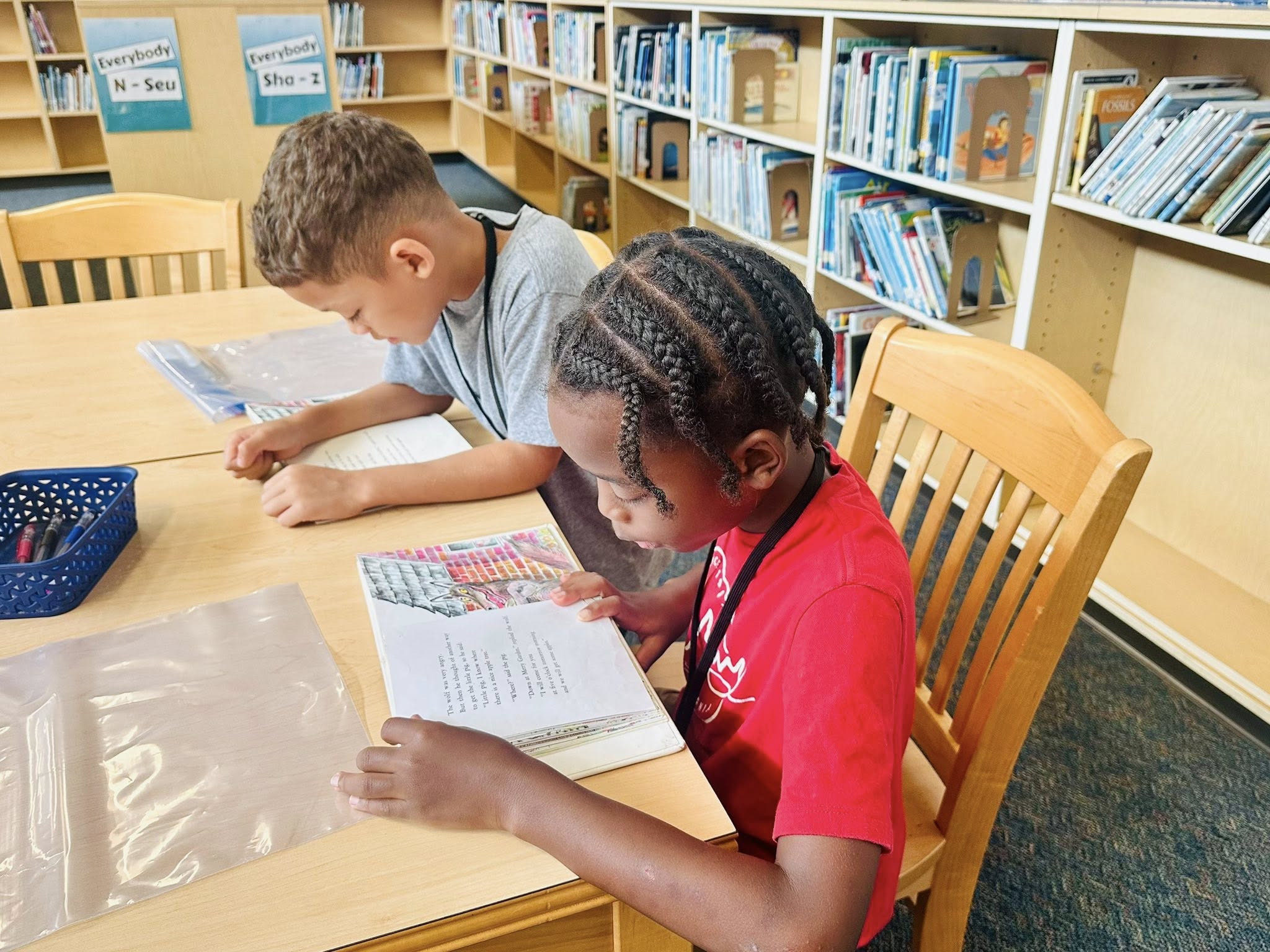 students reading