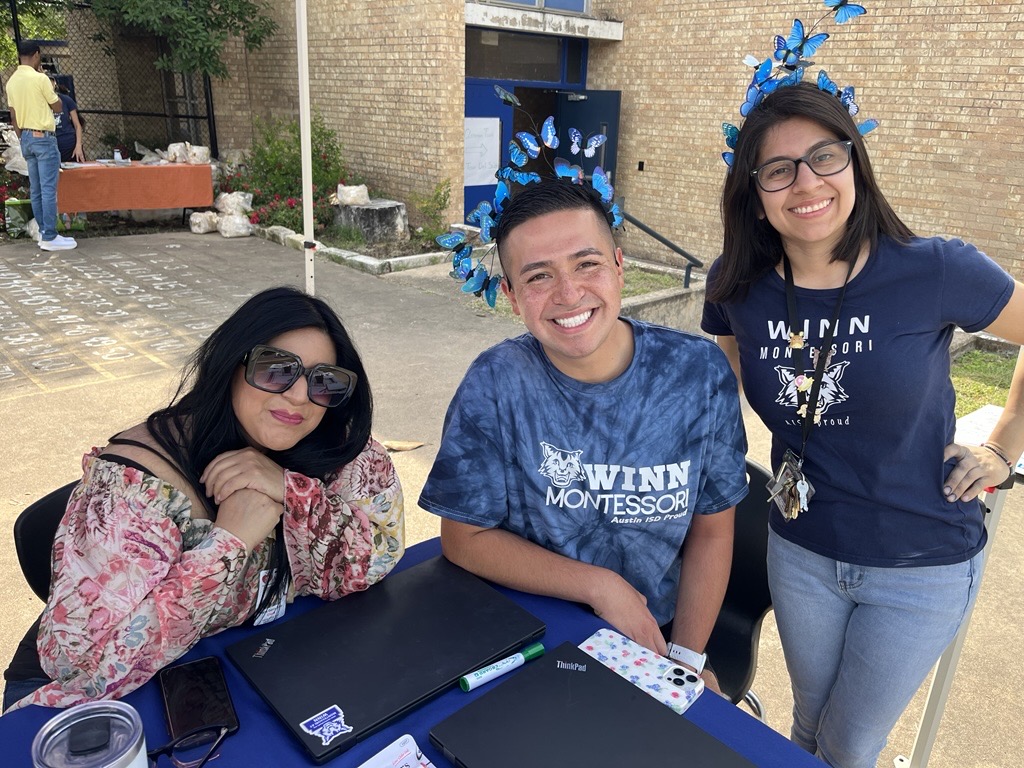 Front office staff with butterfly headpiece