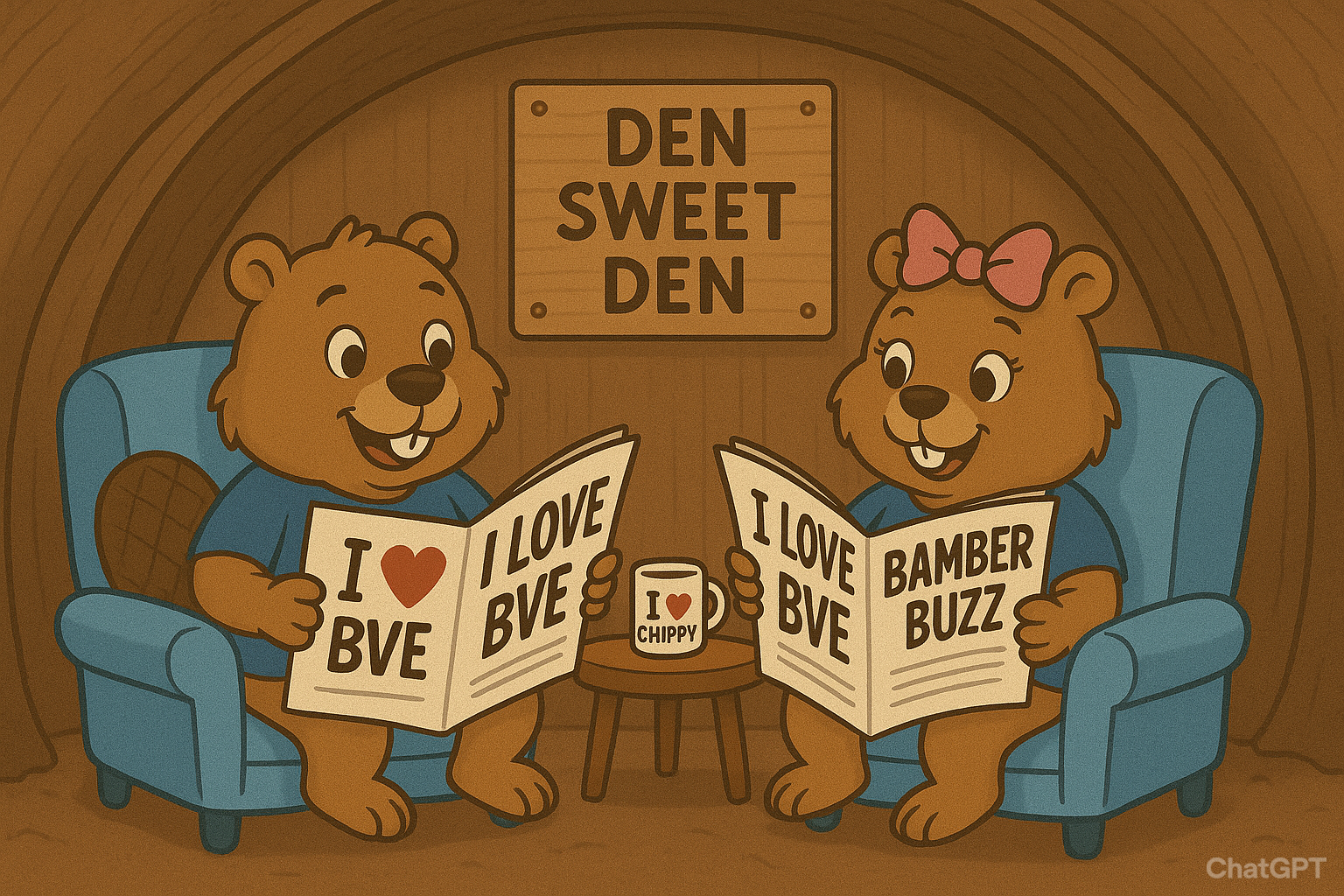 Beavers reading the paper