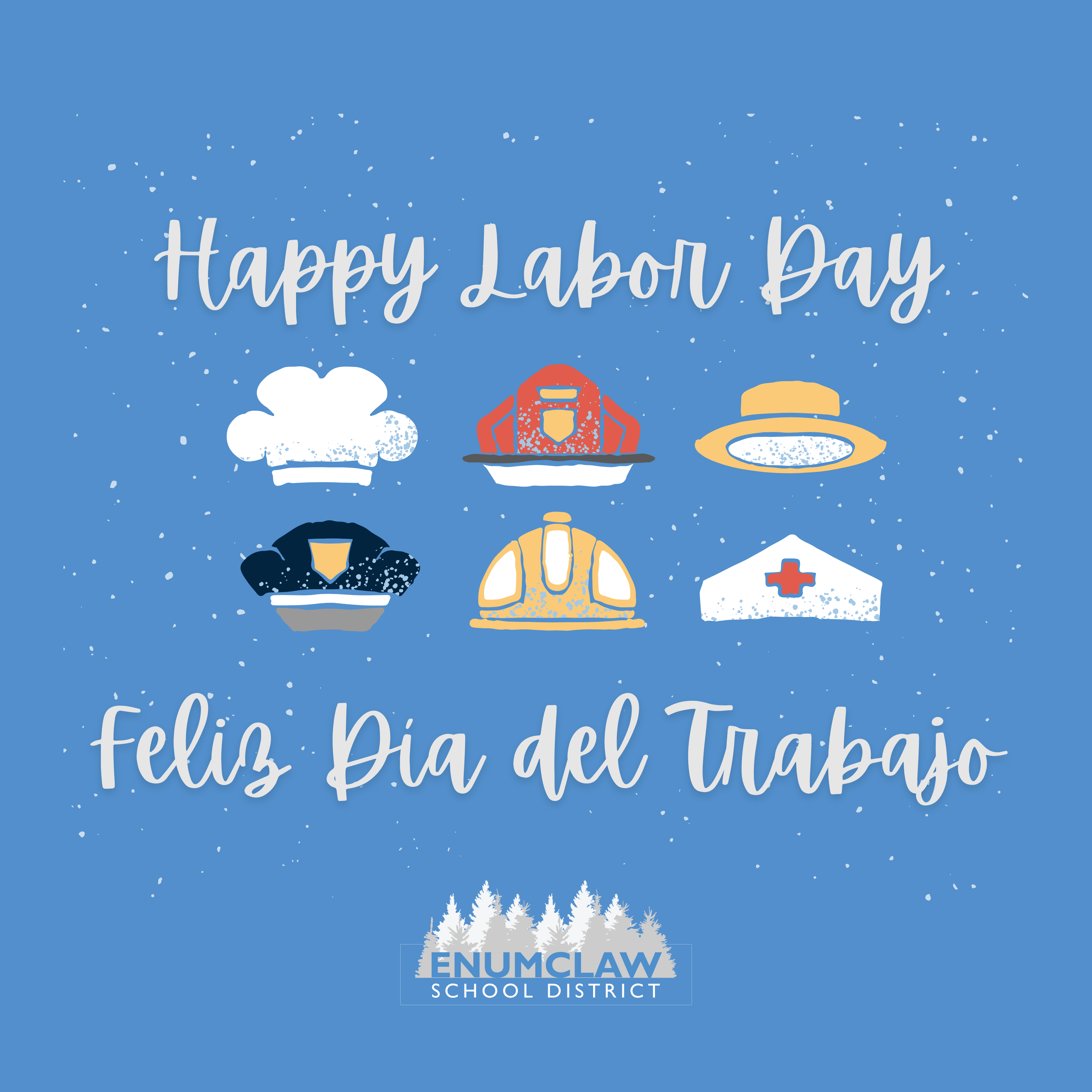 Happy Labor Day Image with hats from different professions